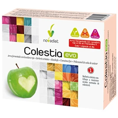 Imagen de Novadiet COLESTIA EVO 30 Cápsulas Pastillas Colesterol, Ayuda a Reducir y Mantiene Niveles de Levadura Arroz Rojo, Berberis Aristata, Alcachofa, Coenzima Q10