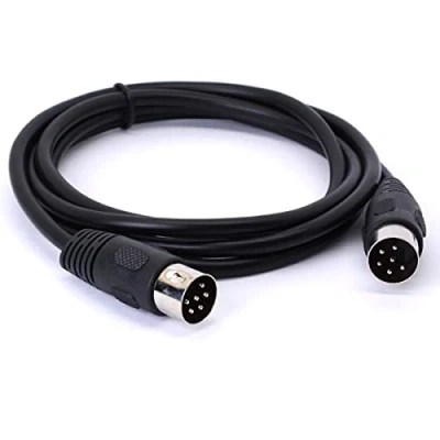 Imagen de MIDI cable macho de 6 pines, adaptador audio DIN pines convertidor micrófono para teclado instrumento piano guitarra (1,5 metros/5 pies)
