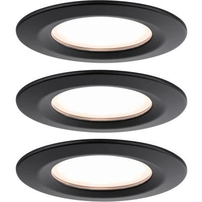 Imagen de Paulmann 93081 Luminaria empotrable LED Nova Plus incl. cabezal, juego básico rígido IP44 red. 78mm 3x6W 230V regul. 2700K negro mate, foco