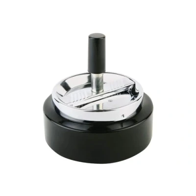 Imagen de APS posacenere rotante &quot;KLASSIKER&quot;, posacenere, in metallo cromato, coperchio con meccanismo di rotazione, Ø 10,5 cm, altezza 11cm, nero