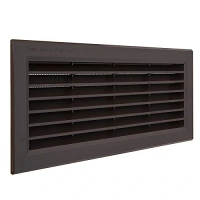 Imagen de La Ventilazione P31R13M Rejilla de ventilación rectangular plástico marrón para empotrar con red antiinsectos. Dimensiones: 315 x 136 mm