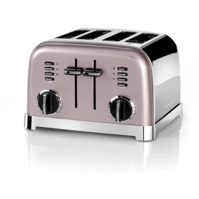Imagen de Cuisinart Tostadora de 4 rebanadas Ranuras anchas, ideal para pan grueso y rosquillas 6 niveles tostado más descongelación Palanca elevación alta Hervidor a juego disponible Rosa