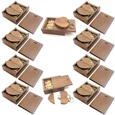 Imagen de A Plus+ 10 Unidades Flash USB de 32 GB Stick Memory Forma corazón con Caja Madera Regalo Boda
