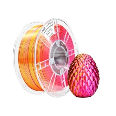 Imagen de iBOSS Filamento PLA de seda Soie Rose Rouge Or Vert Impresora 3D 1,75 mm +/ 0,02 mm, 1 kg/Bobina, PLU tres colores,