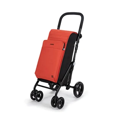 Imagen de Carlett Carro de la Compra, Carrito Plegable para Supermercado, con 4 Ruedas Resistentes a Lluvia y una Gran Capacidad 25kg, Bolsa Principal 50L, Térmica 10L Modelo Urban Quad, Color Sun