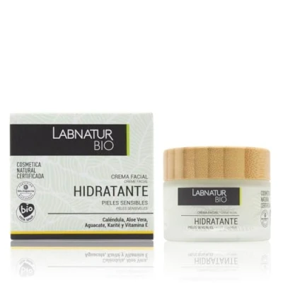 Imagen de Crema Facial Hidratante 50ml. Para Piel Sensible. Caléndula, Aloe Vera, Aguacate, Karité y Vitamina E. rostro Cuello. Hidrata, Regenera Suaviza la Piel. Día Noche.