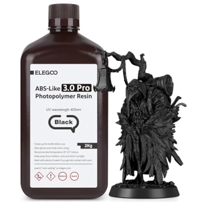 Imagen de ELEGOO Resina ABS Like 3.0 Pro, para Impresora 3D con Baja Viscosidad y Alta Precisión, Mayor Resistencia al Calor a los Arañazos,Resina Impresión LCD/DLP, Negro 2000G