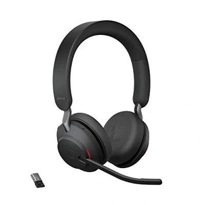 Imagen de Jabra Evolve2 65 Auriculares Inalámbricos Estéreo PC con Cancelación de Ruido Certificados para plataformas UC Batería Larga Duración Adaptador Bluetooth USB A Negro