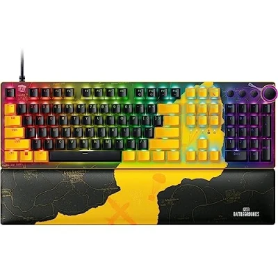 Imagen de Razer Huntsman V2 (Red Switch) Teclado óptico para Juegos prácticamente sin latencia (reposa Palmas, mandos, 4 Teclas Multimedia, Tapas de Doubleshot PBT) US Layout, PUBG Edición