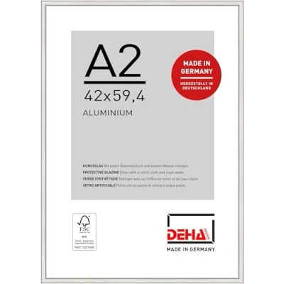 Imagen de DEHA Design marco de aluminio Boston, 42x59,4 cm (A2), Plata