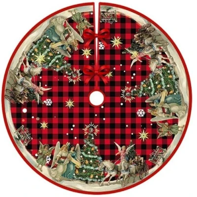 Imagen de Falda Arbol Navidad, 120cm Alfombra de Redondo Manta para Árbol Faldon Navidad Decoracion Navidad(07)