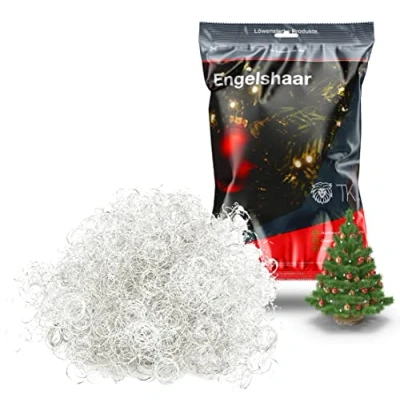 Imagen de TK Gruppe Timo Klingler Cabello de ángel Rizado 15 gr. Espumillón Plateado para la decoración Adviento Navidad (Plateado)