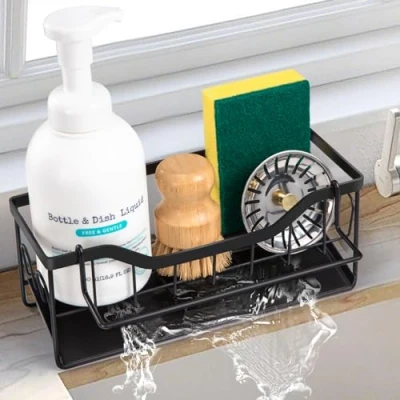 Imagen de Porta Esponja Cocina,Estropajo Organizador con Bandeja Autovaciante,Porta Escurridor Estropajos Fregadero,Soporte Estropajo,Soporte Para Esponja,Escurre Estropajos,Estropajero Fregadero,Negro Mate