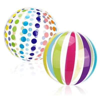 Imagen de Quuylin Pelota de Playa Hinchable,2 Piezas Rayas coloridas Pelotas Playa,40cm Hinchable,Verano Inflables Para Niños Adultos Playa,Fiesta Piscina,Actividades al Aire Libre