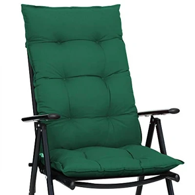 Imagen de Detex Set de 6 Cojines para Sillas Jardín con Respaldo Alto Verde 129x53cm Almohadillas Asiento
