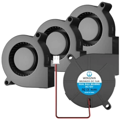 Imagen de WINSINN Ventilador de 50 mm 12 V 5015 doble rodamiento bolas x 15 mm, turbina turbo sin escobillas, alta velocidad (paquete 4 unidades)