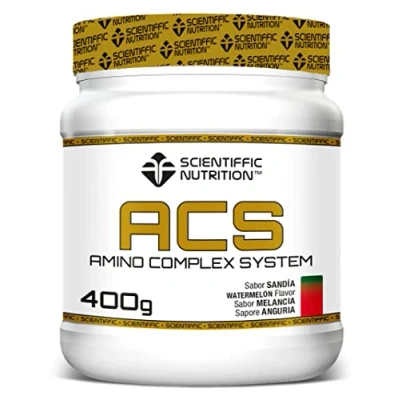 Imagen de Scientiffic Nutrition ACS, Aminoácidos Esenciales con Alto Nivel de Proteínas, Combina 9 Tipos Aminoácidos, Aumenta la Masa Muscular y Mejora Recuperación 400g, Sabor Sandía.
