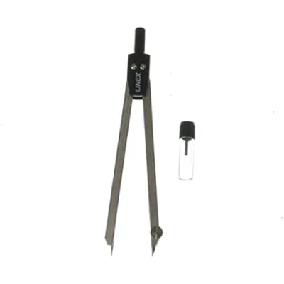 Imagen de Linex 100412042 universal compás Metal 14 cm de largo con extra Mina en cajita se envía Soft Cover Funda rápido patas ajustables Geometría plata