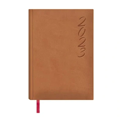 Imagen de Agenda Anual 2023 Organizador Semanal Cada Día Una Página Tamaño 15 x 21 cm Modelo Brasilia Color Cámel Hojas Ahuesado Planificador Mensual Portable Dohe