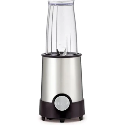 Imagen de BELLA Batidora Rocket de tamaño personal, perfecta para batidos, smoothies y bebidas saludables, fácil a la hora triturar picar, base 285 vatios potencia, 12 piezas, acero inoxidable/negro