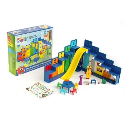 Imagen de Learning Resources Set Deluxe de la sede Operaciones del Step Squad los Numberblocks, 3+ años, Incluye Figura Coleccionable Tres, Elementos Ocultos Sorpresa y lámina Adhesivos