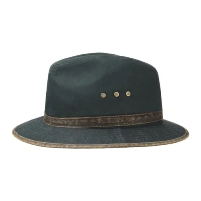 Imagen de Stetson Sombrero de Algodón AVA Hombre Outback Aventurero con Banda Piel, Ribete Verano Primavera/Verano M (56 57 cm) Azul Oscuro