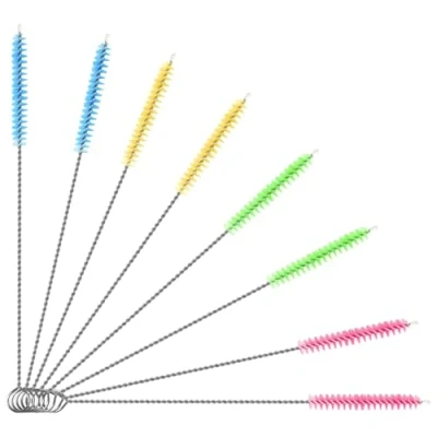 Imagen de Vicloon Juego de 8 Cepillos Limpieza Botellas 4 Colores, Cepillo Nailon para Botellas, Tubos, Extrafinos, Verde, Azul, Amarillo, Rosa