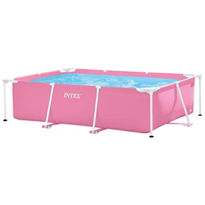 Imagen de Intex 55256 Piscina Desmontable Small Frame Familiar Rosa 220x150x60cm, Capacidad 1.662 litros, Desmontable, Infantil, Rectangular para niños