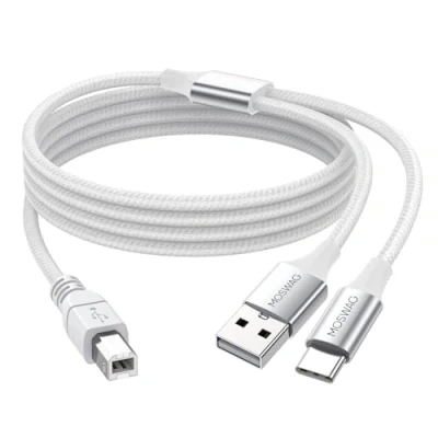 Imagen de MOSWAG 3M USB2.0 Cable de impresora MIDI USB C a macho B escáner compatible con instrumentos musicales,piano, teclado