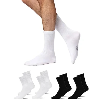 Imagen de Snocks 4 PACK Calcetines schwarzweiß, Talla: 39 42, Schwarz weiß