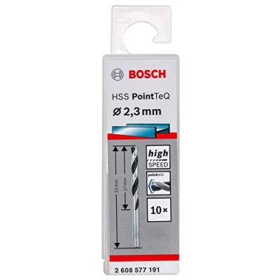 Imagen de Bosch Professional 10 brocas helicoidales HSS PointTeQ, para metal, 2.3 x 27 53 mm, accesorio de taladro