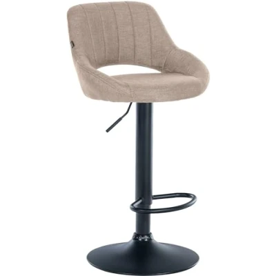 Imagen de CLP Taburete De Bar Milet Ajustable En Altura &amp; Giratorio I Silla Alta Cocina Moderna Tela con Base Metálica, Color:Gris Pardo, Color del Marco:Negro