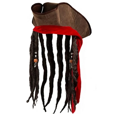 Imagen de Boland 81938 sombrero Pirata Dirty Jack con pelo sintético para fiesta temática, bucanero, accesorios disfraces de carnaval.