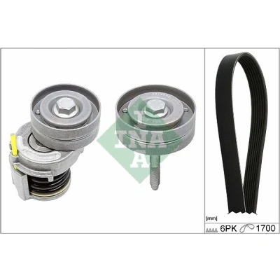 Imagen de INA 529 0341 10 Juego de correas trapeciales poli V Revisar/sustituir poleas libres del alternador VOLKSWAGEN: Passat B6 Berlina, Golf 5, Touran I