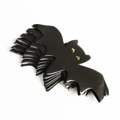 Imagen de servilletas de Halloween Paquete 20 murciélago negro con ojos dorados Divertido papel seda para decoración vajilla fiesta