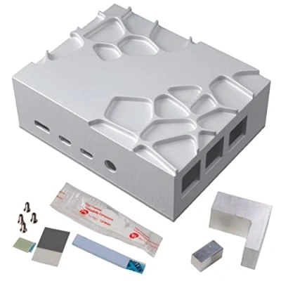 Imagen de Akasa Gem Pro carcasa para Raspberry Pi, de PC sin ventilador, aluminio, disipador calor, kit térmico, GPIO, SD, LED, A RA09 M2S, compatible con Pi 4 modelo B
