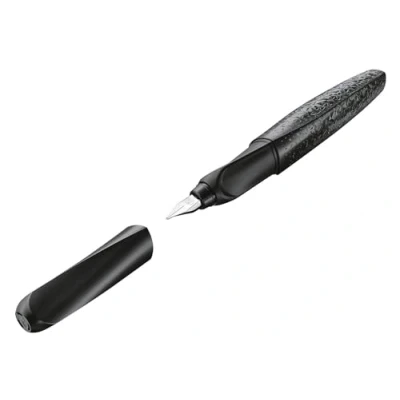 Imagen de Pelikan Twist Structure, Pluma Estilográfica Ergonómica, para Diestros y Zurdos, Ideal Escuela Oficina, Plumín M en Acero Inoxidable, Cartucho Azul Largo Incluido, Recargable, Negro