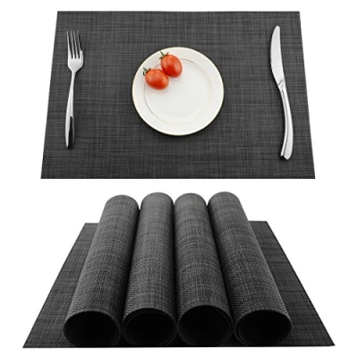Imagen de KOKAKO Placemats Puede Lavar la Mesa de Cocina Place Mats PVC, 4 Platos (Gris Oscuro)