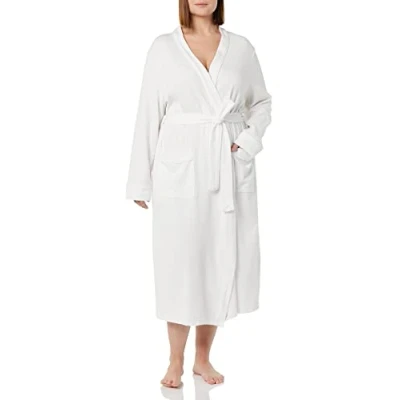 Imagen de Amazon Essentials Bata Larga Ligera con Diseño Gofrado (Disponible en Tallas Grandes) Mujer, Blanco, S