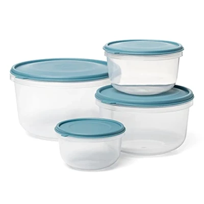 Imagen de TATAY Set de 4 Fiambreras Alimentos (1 x 0.3L, 1 0.6L, 1.2L, 1x 2.2L), Tapa Flexible, Libre BPA, Aptos para Microondas, Lavavajillas y Congelador, Azul