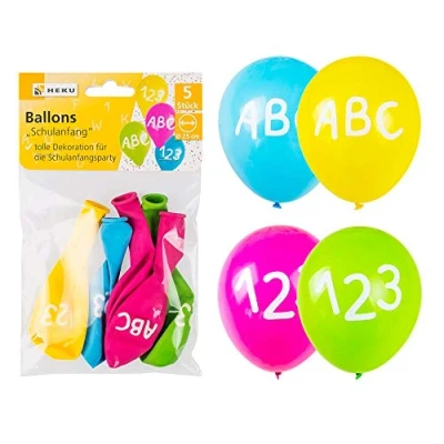 Imagen de Heku 779 61 Globos para comienzo escolar, 5 unidades, tamaño 25 cm, decoración, inicio primer día de escuela