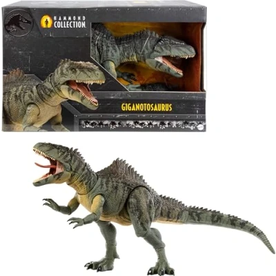 Imagen de Mattel Jurassic World Hammond Collection Giganotosaurus, Figura de acción dinosaurio con boca que se abre y extremidades articuladas, juguete colección para adultos fans +8 años, HXF57
