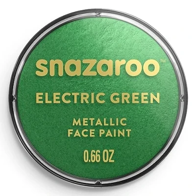 Imagen de Snazaroo Pintura facial y corporal, 18 ml, color verde metálico, profesional a base de agua, pastilla aquacolor individual para adultos, niños efectos especiales