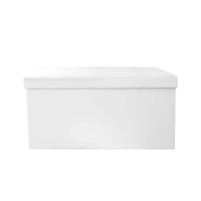 Imagen de THE HOME DECO FACTORY CMHD3406 Caja PUF Blanco, Poliéster, 76x37.5x37.5 cm