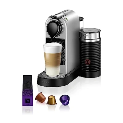 Imagen de Krups Nespresso Citiz &amp; Milk XN761B Cafetera de cápsulas monodosis, con 19 bares presión, thermoblock, capacidad 1L, función automática, Aeroccino, color Plata, incluye pack bienvenida