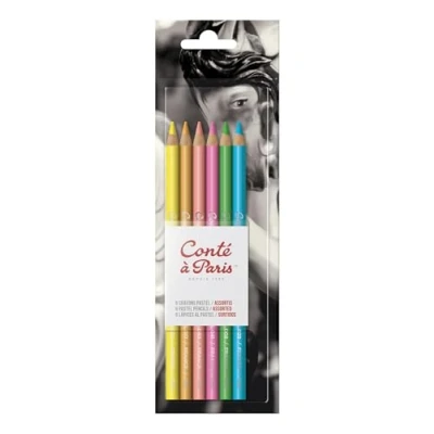 Imagen de Conté à Paris Set de 6 lápices pastel, tonos brillantes, multicolor