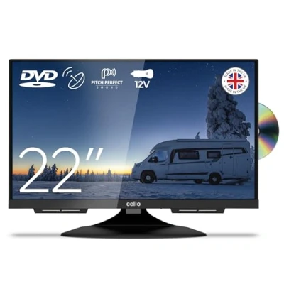 Imagen de Cello C2224F Trav 22&quot; Full HD DVD Camping Travel TV con Reproductor de Integrado sin Marco Sintonizador Triple (DVB C/ S2/ T2) Pitch Sound Autocaravana Caravana Camión Barco [2024]
