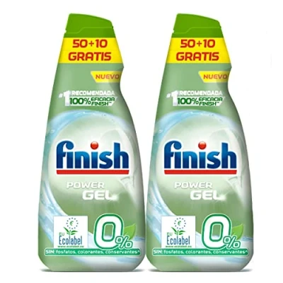 Imagen de Reckitt Finish Power Gel 0% Detergente Lavavajilla con Certificado Ecológico, 2 unidades 120 Dosis