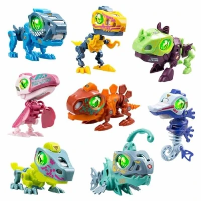 Imagen de Silverlit YCOO Robot Dinosaure Cyber Punk Dans Son Oeuf Surprise à Construire Effets Sonores Et Lumineux 8 Biopods Différents Collectionner 9 cm Dès 5 ANS