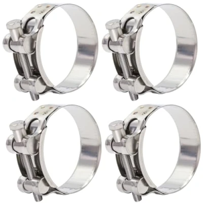 Imagen de FamlTol de 6 piezas abrazadera escape Moto 44 47 mm, turbina de, metal acero inoxidable adecuada para conexión tubería automóvil y motocicleta